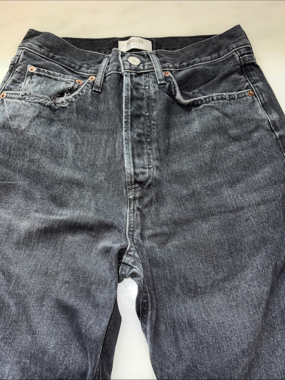 Agolde High-Rise Washed Black Women's Jeans